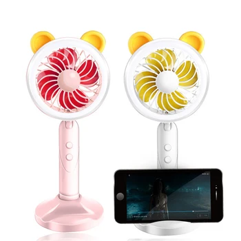 

Mini Fan Desktop Cartoon Small Mini Cool Practical Fan Night Light for Home School Office