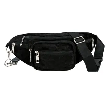 

Fanny Chest Pack Women Velvet Multi Pocket Money Waist Pouch Zipper Shoulder Crossbody Bag Classic Solid Color Purse