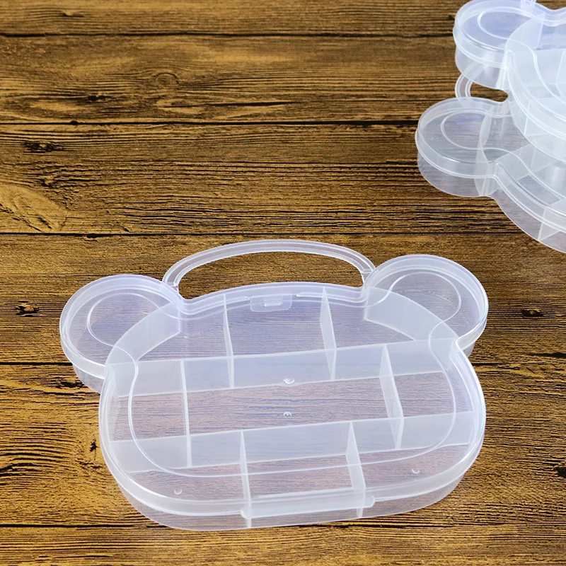 

Kids Plastic Storage Box Toy Home Organizer Bear Shape Jewellery Rings Containers Nail Arts Storage Case Display Plastic Holder
