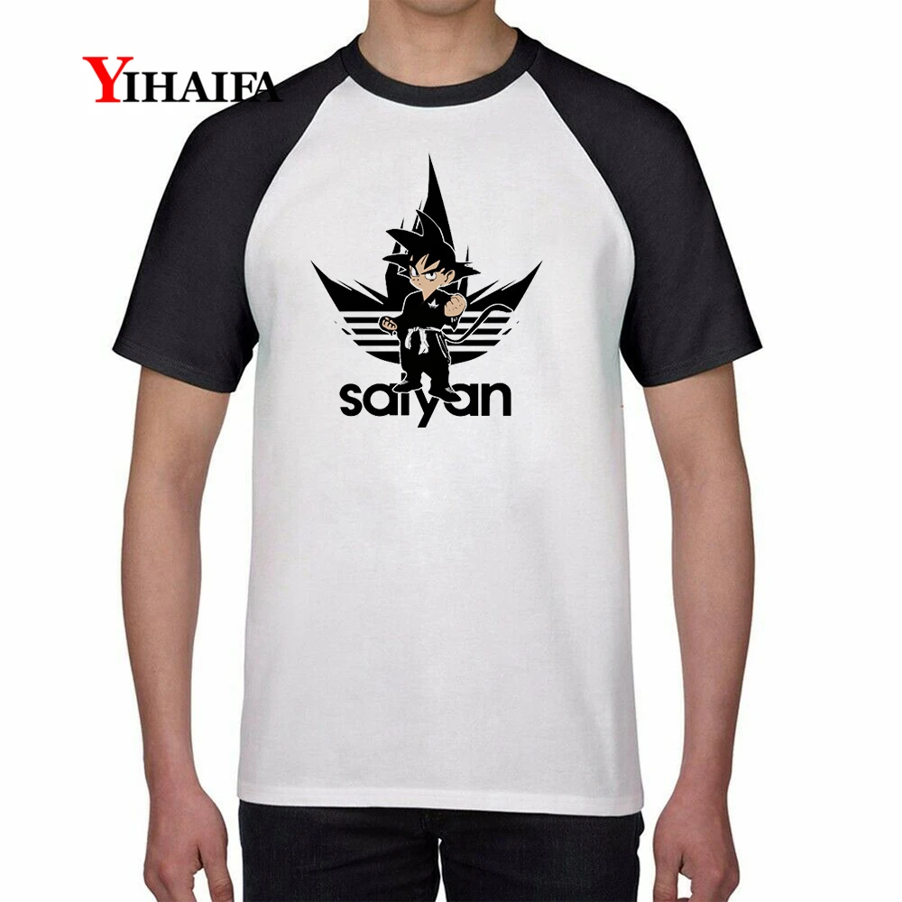 

Stylish Mens t shirts Dragon Ball T Shirt Anime Saiyan Printed Raglan Tees Casual O-Neck Short Sleeve Unisex White Tops