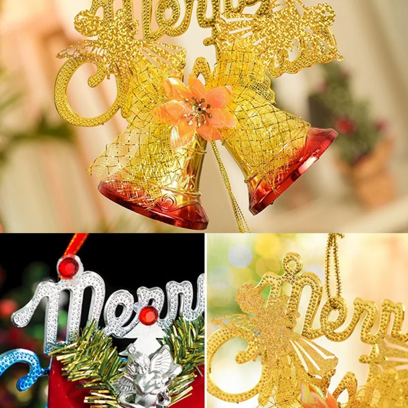 Бант рождественские колокольчики милое украшение для подвешивания на двери портативные елочные украшения