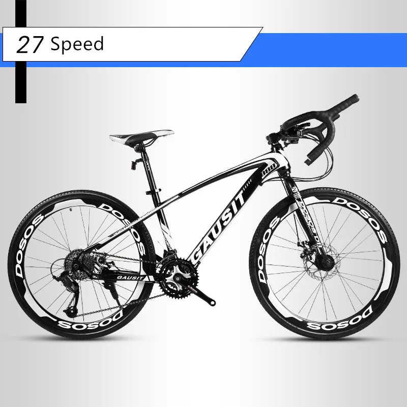 New Brand Road Bike Carbon Steel Frame Patent handlebar Cycling Racing Bicycle SHIMAN0 30 Speed Sports Disc Brake Bicicleta - Цвет: 27 Speed black white