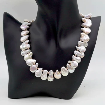 

Women's Flower Necklace, White Natural Drop-shaped Pearl, Rose Gold Accessories, Engagement Shiny Necklace, Noble Ladies' Gift