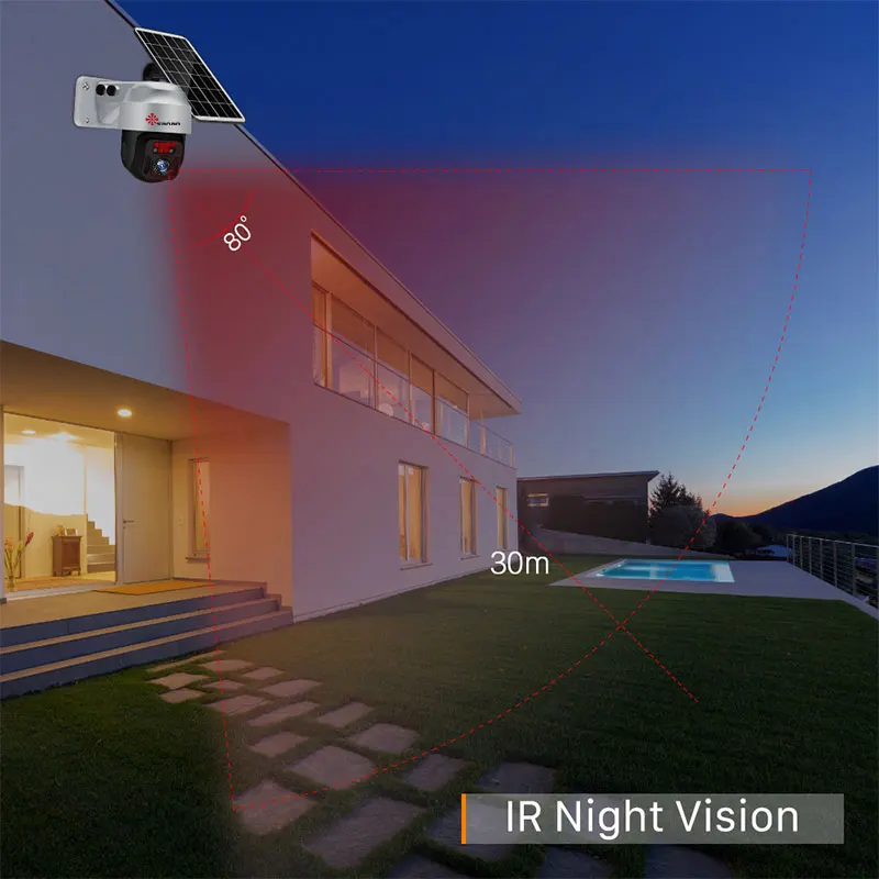 1080P 4G PTZ Cámara Tarjeta SIM Cámaras IP Exterior Inalámbrico 6W Panel solar Con pilas Control remoto monitor de Sin Internet Alarma PIR - Imagen 5