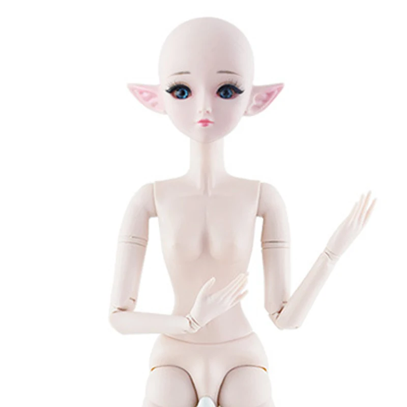 Wholesale BJD Doll 21 Movable Joints 60cm Elf Girls Toys 3D Big Blue Eyes Baby Makeup Naked Doll High Quality DIY Kid's Gifts