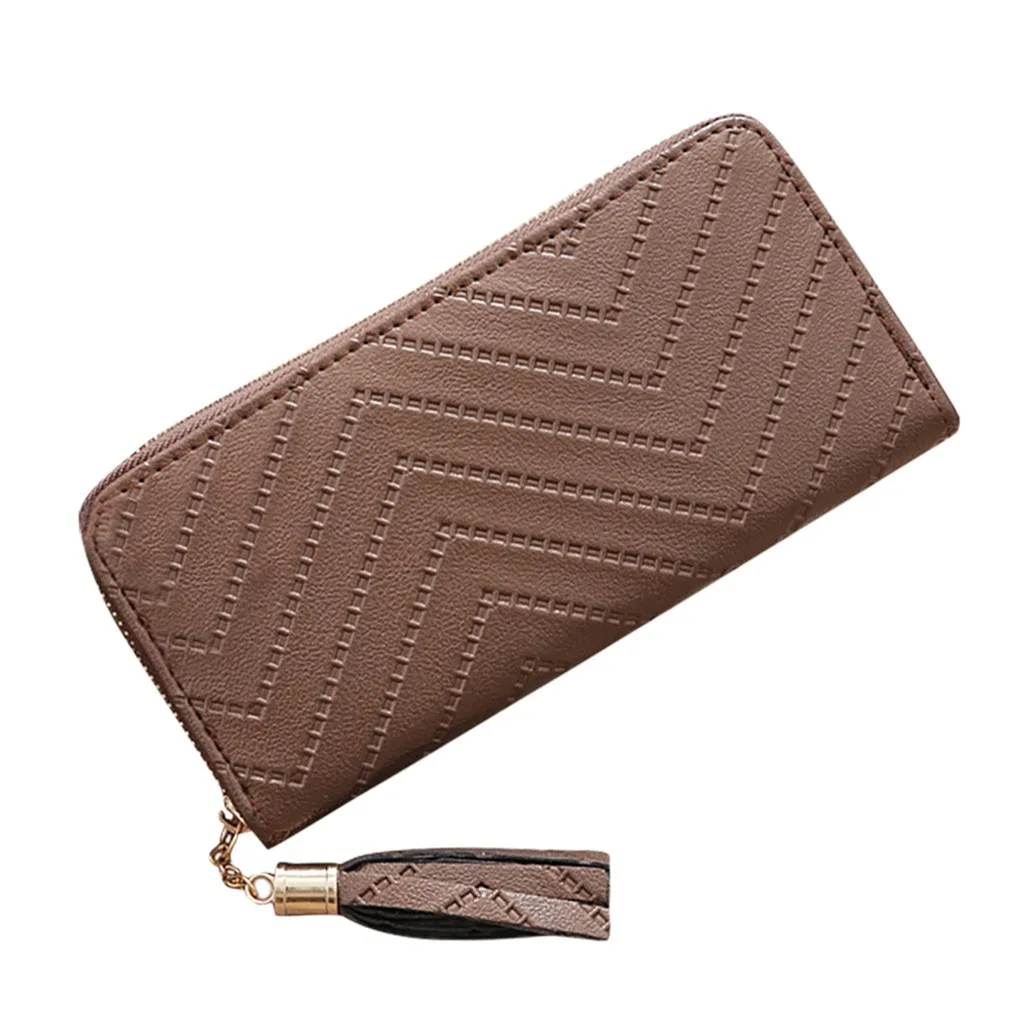 

Women’ s Long Cute Wallet Zipper Portefeuille Female Purse Fashion Trend Solid Color Long Fringed Leather Card women Wallets