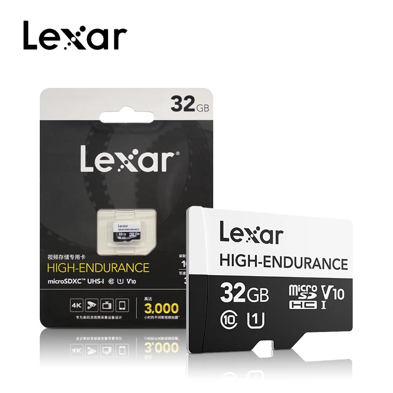 Lexar высокая выносливость Micro SD карта Макс 100 МБ/с./с карта памяти 32 Гб SDHC V10 64 Гб 128 ГБ SDXC V30 C10 Водонепроницаемая TF карта для 4K видео