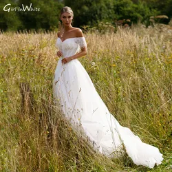 Boho A Line Wedding Dress Sexy Off The Shoulder Lace Bridal Robes Sweetheart Bride Dresses Wedding Gown Vestidos De Novia