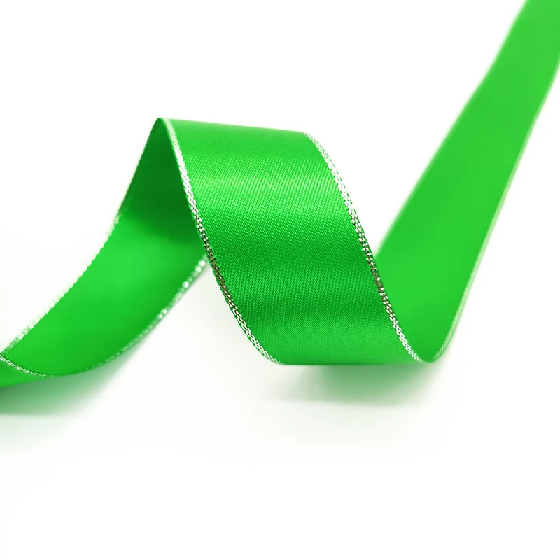 5 ярдов 6мм-38 мм атласная лента высокого качества серебристая металлическая резинка из полиэстера для цветов подарочная упаковка Свадебные украшения DIY - Цвет: Green