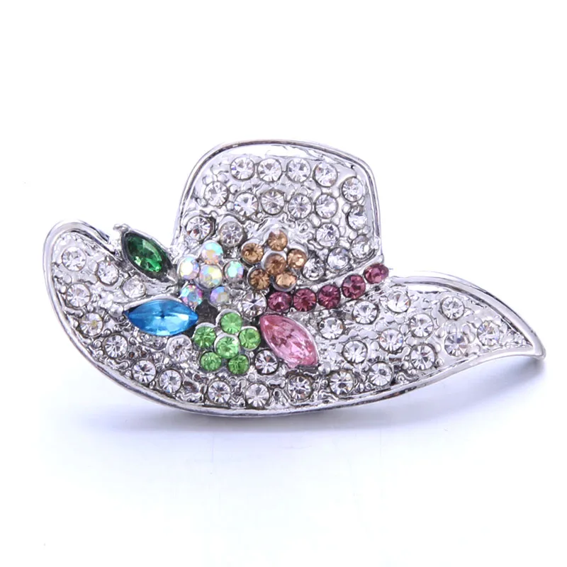 

New Snap Jewelry Big White Hat Crystal Metal Snap Buttons With Rhinestone Fit DIY 18mm Snap Bracelets&Bangles Button Jewelry