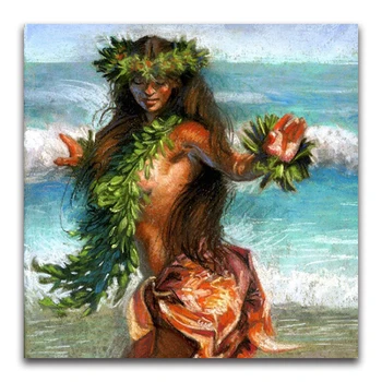 

DIY 3D Diamond mosaic Hawaii Full Square Diamond embroidery seaside hula Full Round Diamond painting Cross stitch dancing girl