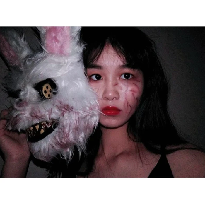 Новая маска кролика шалость злой кровавый кролик страшная тушь для ресниц ПВХ плюшевая игрушка ужас убийца аноним белая маска для детей взрослых HTQ99