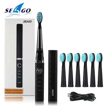 

SEAGO Sonic Electric Toothbrush USB Rechargeable Adult Waterproof Ultrasonic Automatic Toothbrush with 2 Brush Heads SG515