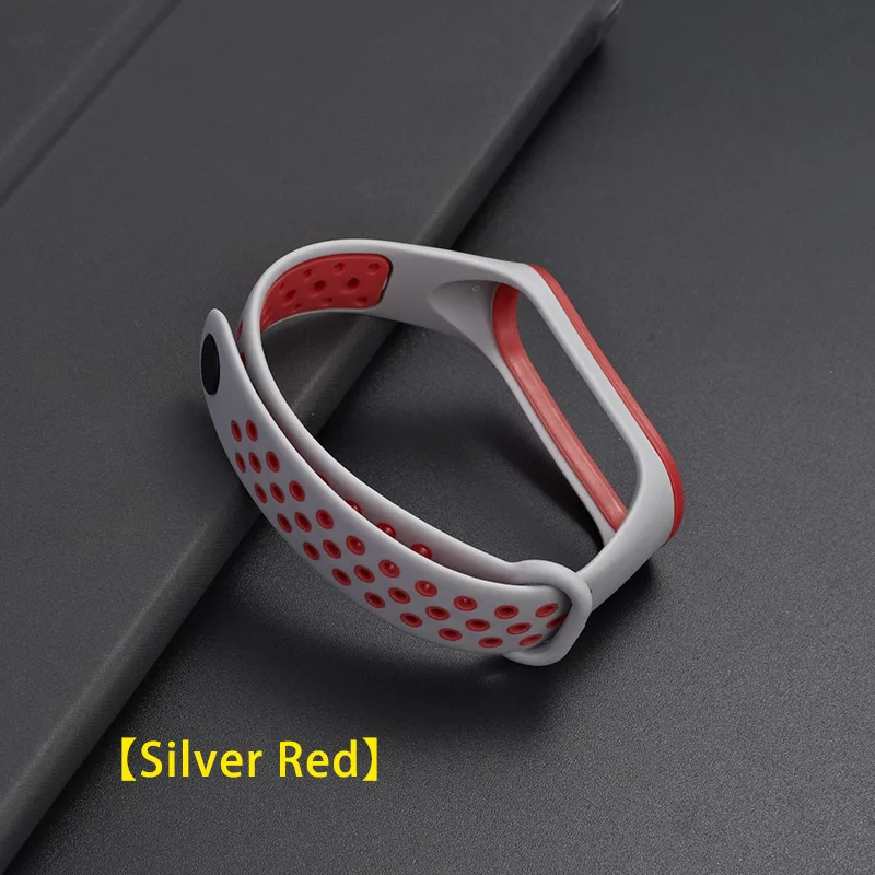 Силиконовый спортивный дышащий ремешок для Xiaomi mi, браслет 4 для mi Band 3, сменный Браслет - Цвет ремешка: Silver Red