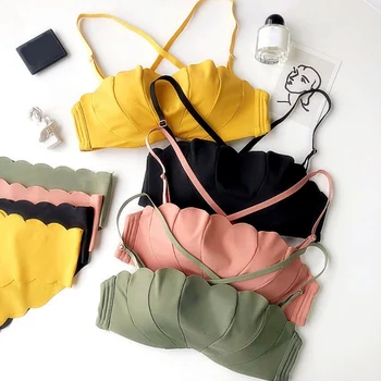 

Push Up Lingerie Women Japanese Bra Beauty Back Wire Free Solid Bra Comfort Underwear