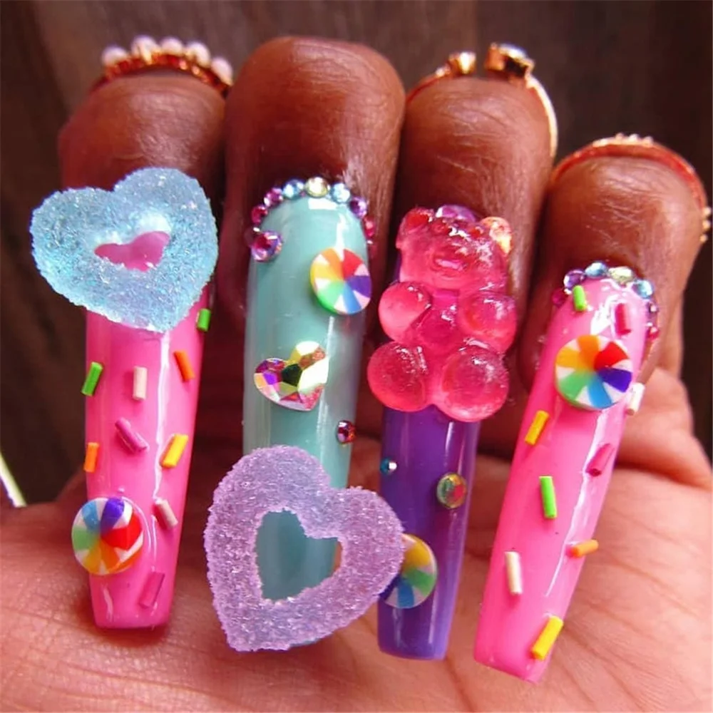 30PC Kawaii Resin Nail Art Charm Jelly Gummy Bear/ Lollipop Mix