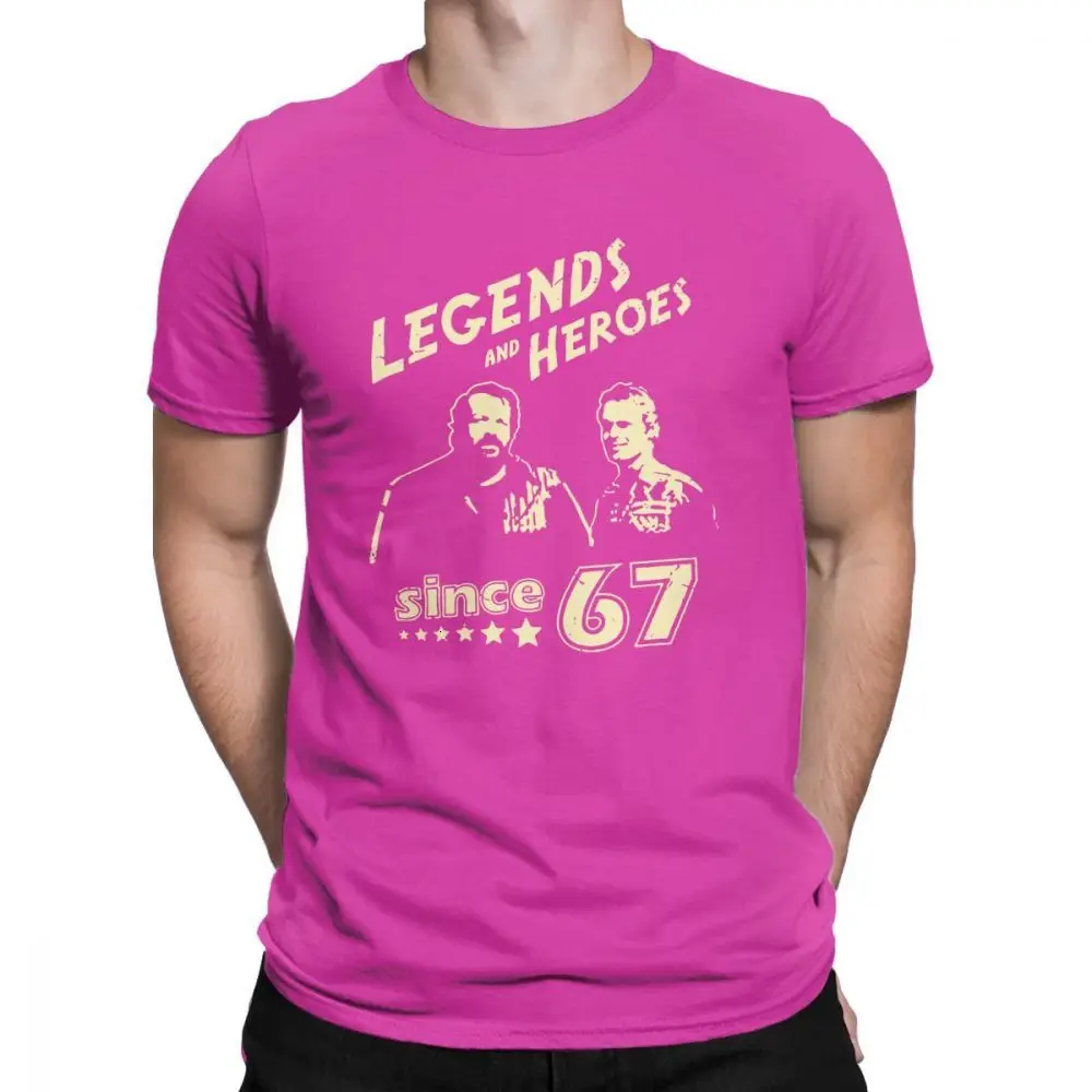 One yona/мужские футболки Bud Spencer Legends And Hero Since 67, новые топы с круглым вырезом и коротким рукавом, хлопковые футболки, идея подарка - Цвет: Fuchsia