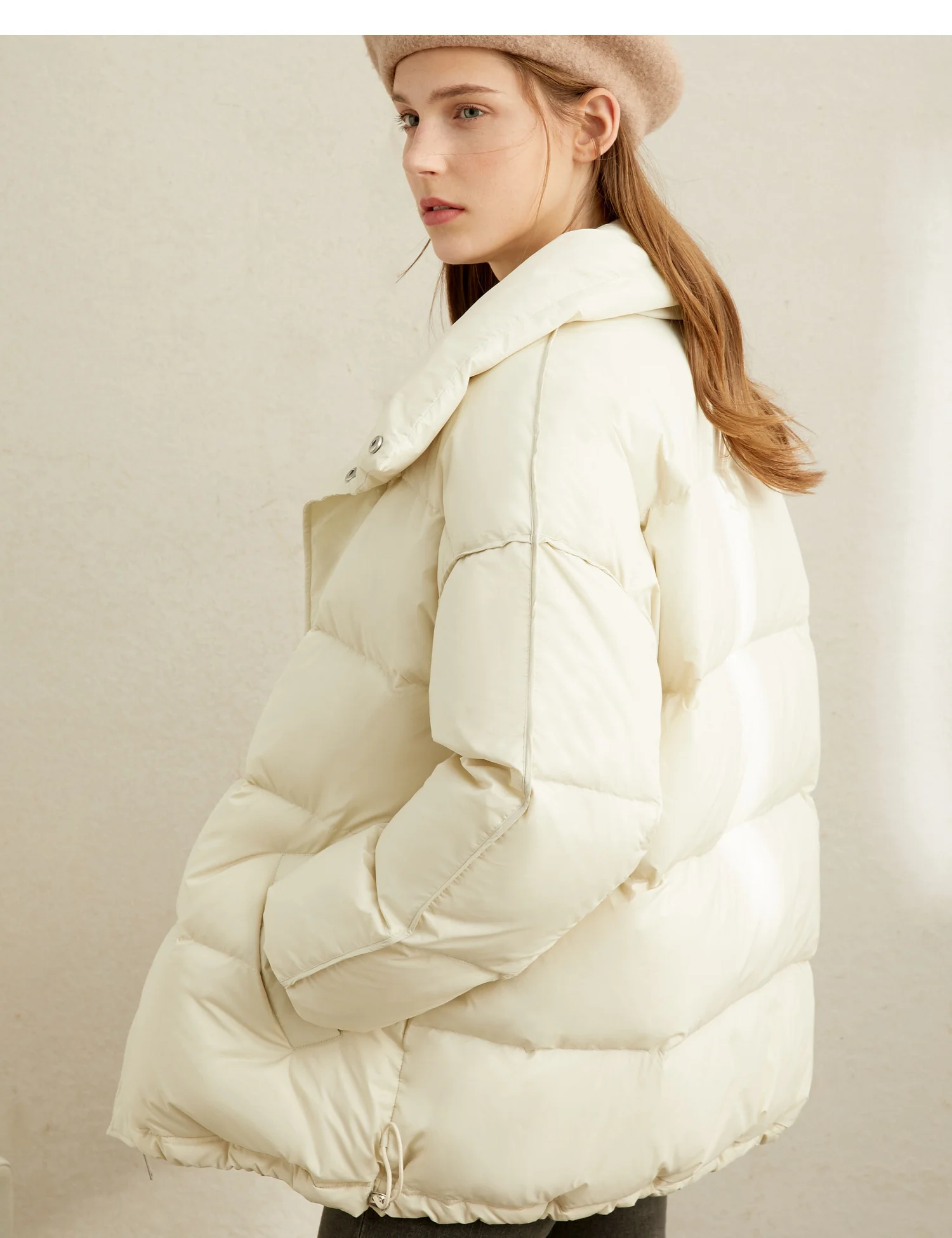 Amii Европейская станция 90 белый утиный пух легкое пуховое платье женская зимняя одежда новая теплая короткая хлебная куртка для
