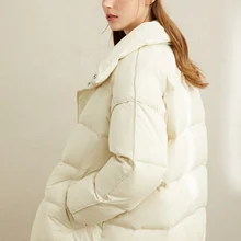 Amii Европейская станция 90 белый утиный пух легкое пуховое платье женская зимняя одежда новая теплая короткая хлебная куртка для