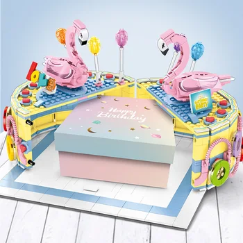 

Sembo Flamingo Wedding Cake Building Block Bricks DIY Birthday Cake Big Size Educational Toy Accessories Compatible
