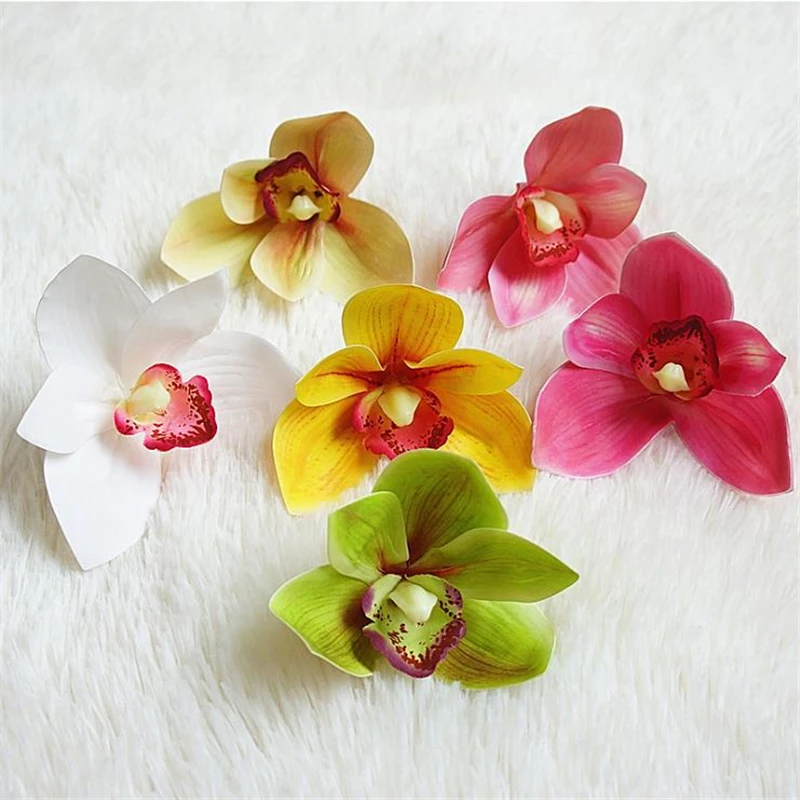 

5PCS 3D Print Latex Orchid Artificial Flower Heads Artificial Dress Flower DIY Decoration for House Party Wedding and Wedding