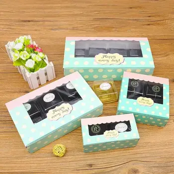 

5pcs Kraft paper Cookie cake Packaging Box with plastic pvc window for Candy Biscuit Chocolate Paper Carton cardboard gift box