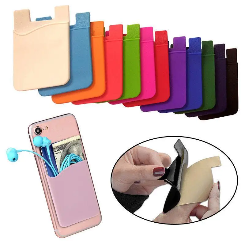 Funda de silicona para teléfono móvil unisex, carcasa suave elástica antideslizante, palo para teléfono móvil, soporte adhesivo para tarjetas, 10 colores, 2 uds.