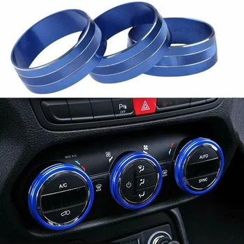 

3pcs AC Audio Air Condition Button Cover Trim Aluminum Alloy Switch Decor For Jeep Wrangler JK 11-18 Blue / Red / Silver / Green