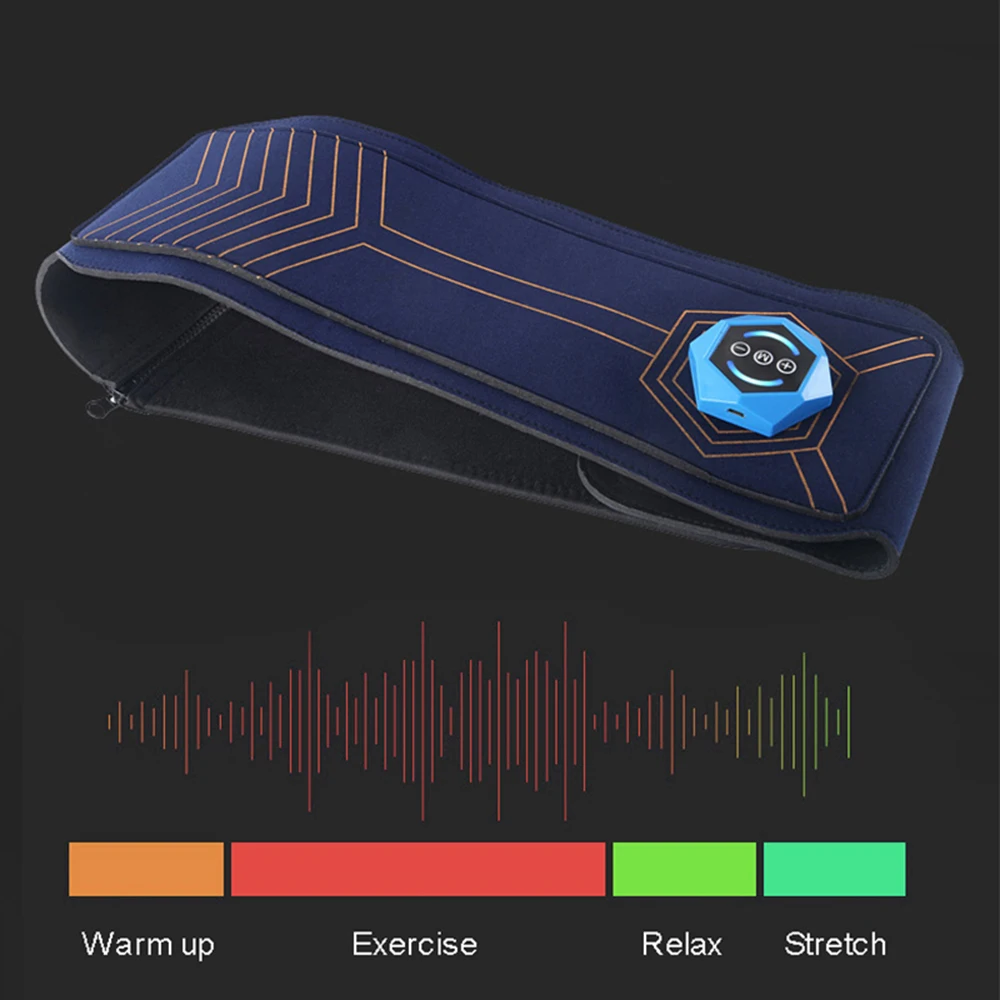 USB Charge Abdominal Toning Belt Vibration Smart Fitness Ab Training Belt with Remote Control Massager Stimulator Belt Gel-Free