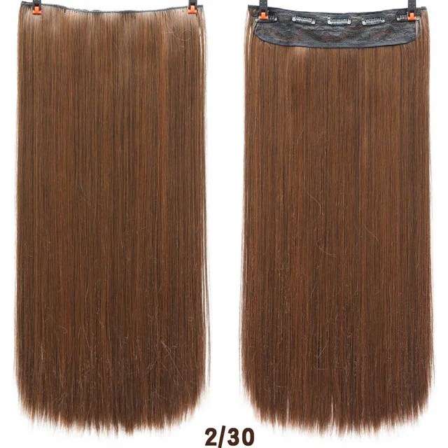 Allaosify длинные прямые женские накладные волосы на заколках, черные, коричневые, высокая температура, синтетические волосы, накладные волосы с эффектом омбре - Цвет: 2m30