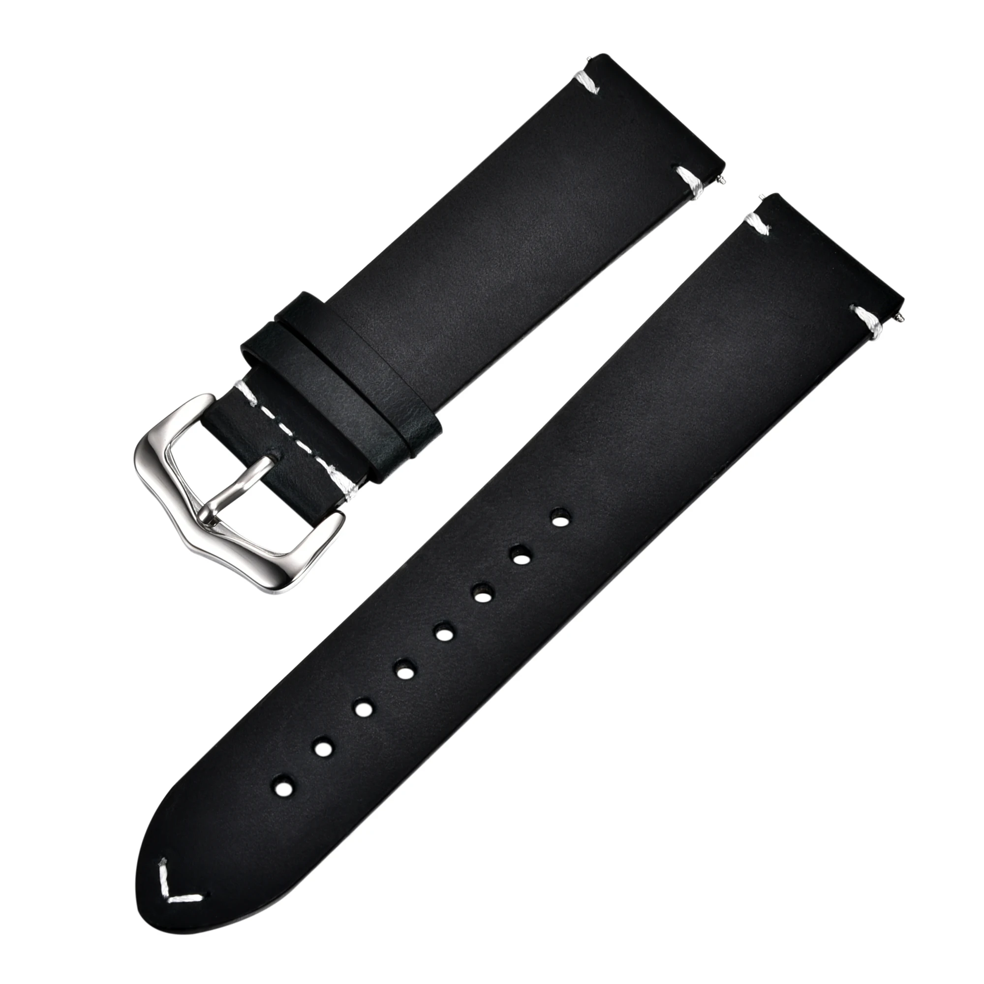 Vintage Genuine Leather Watch Strap - Premium Oil Wax Cowhide Discoloration Design, High-Quality Business Band