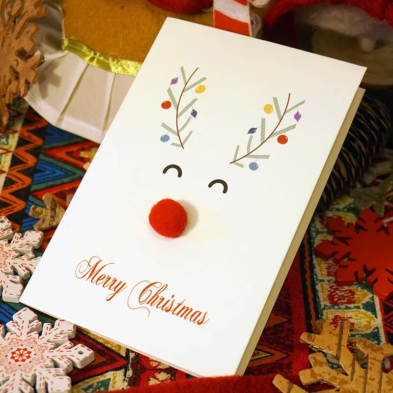 5 шт./упак. каваи мультфильм олень рождественские поздравительные открытки конверт древесная целлюлозная бумага письмо милые конверты для приглашений маленькие подарки - Цвет: xiaolian