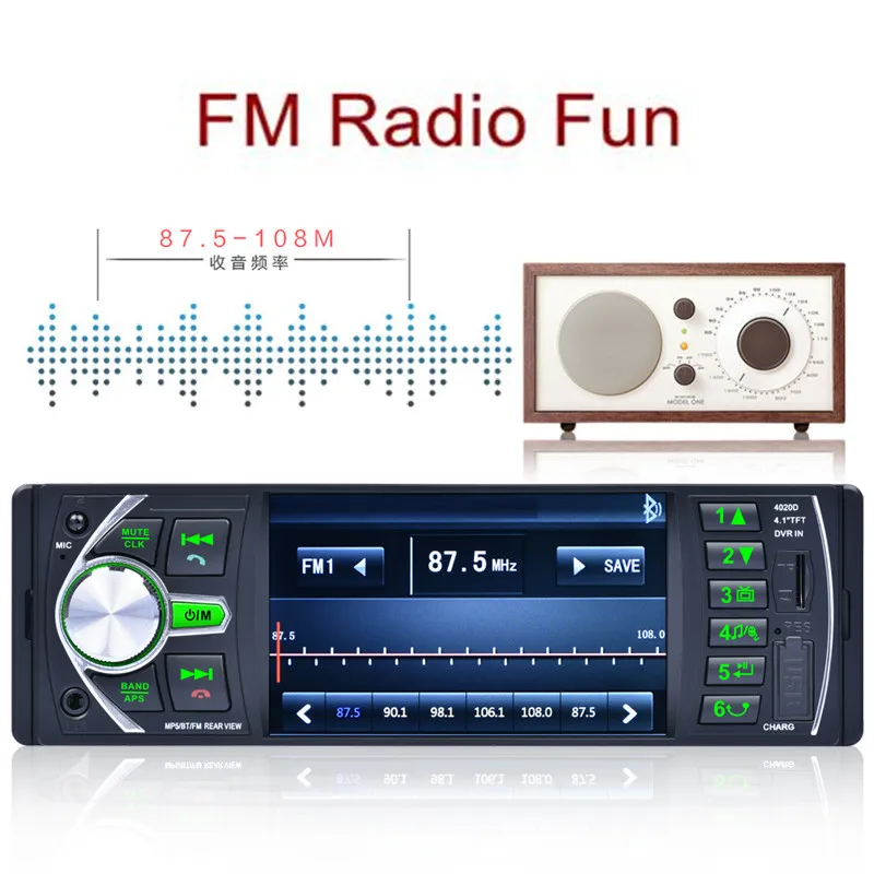 LTBFM 1 Din 4 &quotBluetooth In dash 12V радио автомобиль TF/USB/AUX/FM стерео MP5 плеер рулевое колесо