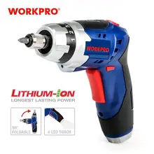 WORKPRO 3,6 В Беспроводная отвертка складная электрическая отвертка перезаряжаемая отвертка с рабочий светильник