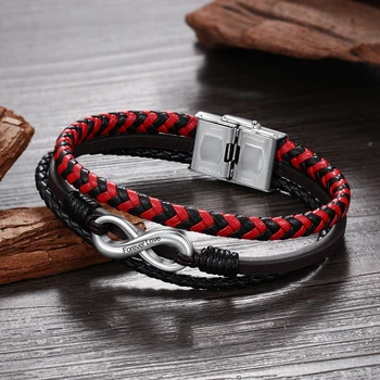 

Custom Engraved Name Infinity Symbol Leather Bracelets for Men Personalized Braid Rope Bracelets Wristband Jewelry Accessories