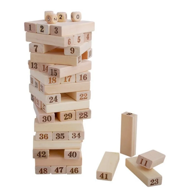  DIY Wooden Building Blocks Fold High Tower Balance Toy Kids Family Game Interactive Domino Stacker  - 4000201966420