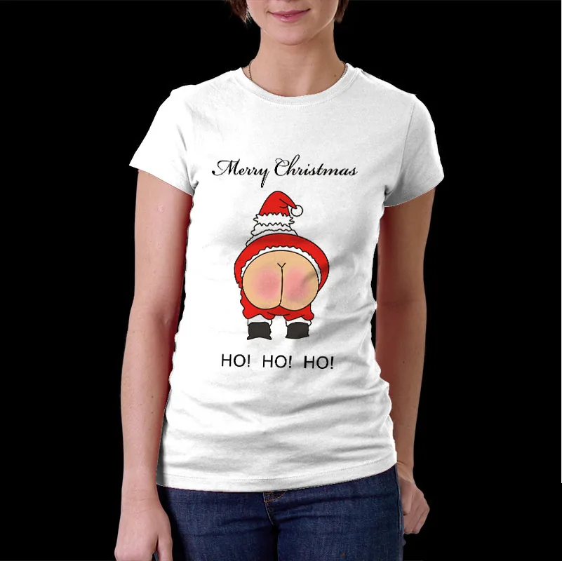 Rude Дед Мороз Санта Рождественская футболка смешная Обнаженная Нижняя мужская футболка Веселый Рождественский Санта Клаус рубашка для мужчин и женщин Подарочная футболка - Цвет: women1