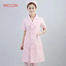WICCON Женские однотонные длинные пальто с коротким рукавом для работы врача Больница Медицинский маникюрный стоматологический скрабы медсестры униформа для салонов красоты