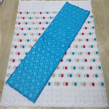 

2.5 y Swiss lace fabric +2.5 y Bazin Brode riche embroidery African 100% cotton fabrics Swiss voile lace popular Dubai style 10L