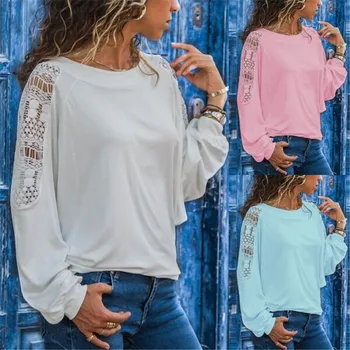 

clothing OWLPRINCESS 2019 Autumn Solid Color Hollow Long-Sleeved Loose T-shirt Autumn Breathable Hollow T-shirt