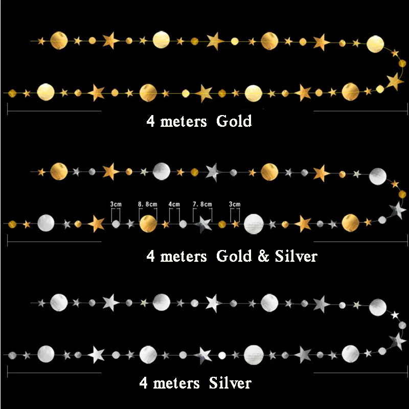 4 метра яркое золото серебро звезда декоративная бумага для вечеринок гирлянды Свадебный экран Декор Фон на день рождения спальня домашний декор