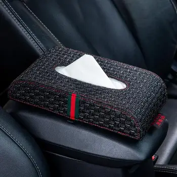

Car Leather Armrest Tissue Box Cover Pumping Paper Car Home Napkin Holder Case Fit For BMW