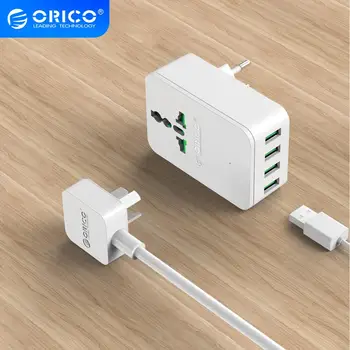 

ORICO Universal Power Plug Travel Converting Adapter 20W Surge Protector with 4 USB Charging Ports