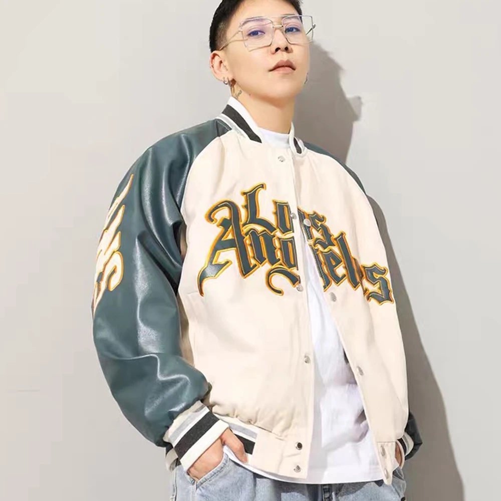 DFTGBKNL05 Vintage Hiphop College Jackets Mens Embroidery Color Jacket  Women Baseball Coats