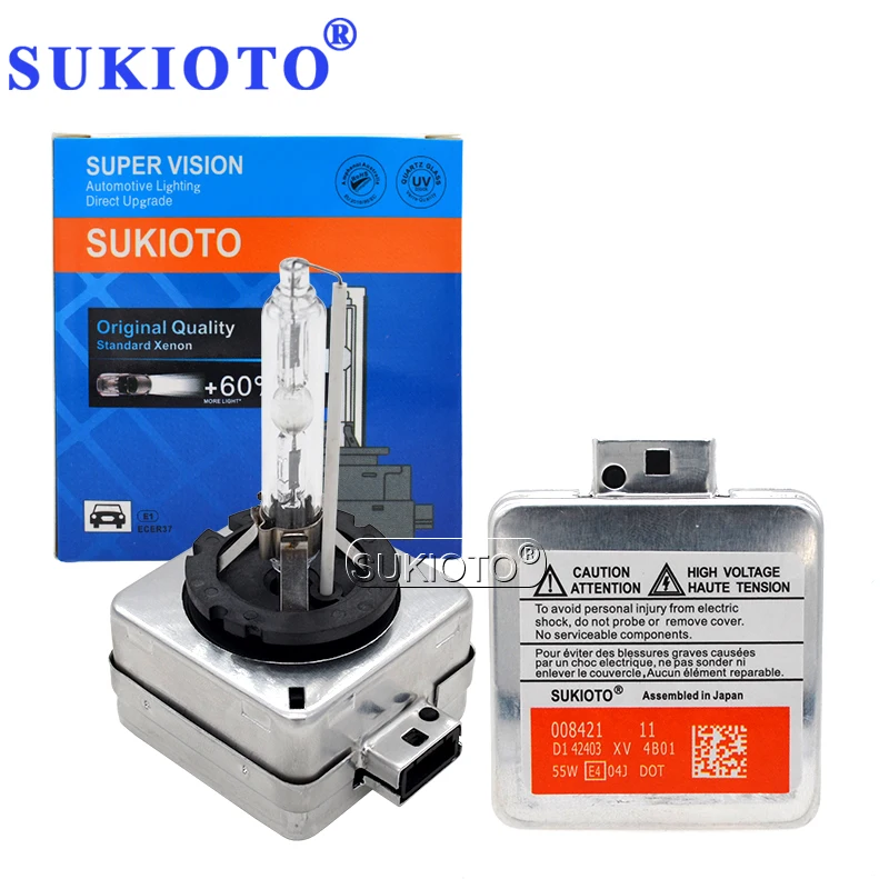 SUKIOTO Super Bright HID Xenon D1S 55W Car Bulb Auto Headlight D3S 6000K Xenon Lamp 5000K 4300K 8000K For D1 Ballast Xenon Kit