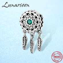 Подлинная 925 пробы Серебряная бусина с зажимом подсолнух цветок Ловец снов клип талисманы CZ Подходит для отражения браслеты для женщин DIY ювелирные изделия