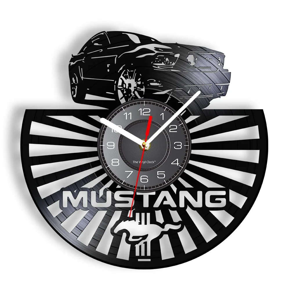 Wild Horse Speed Car Logo Vinyl Record Wall Clock Auto Garage Decor Sport Car  Wall Watch Silent Non Ticking Clock Driver Gift