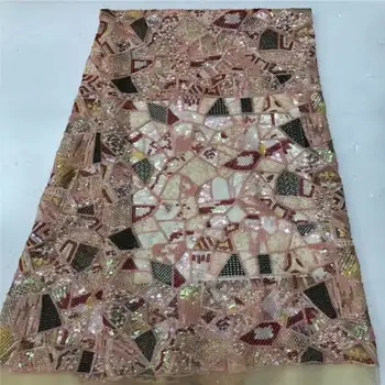 

Newest Design Sequin Fabric Free Shipping African French Lace Fabric High Quality Purple And Gold Lace Fabric For Lady XX838B-1