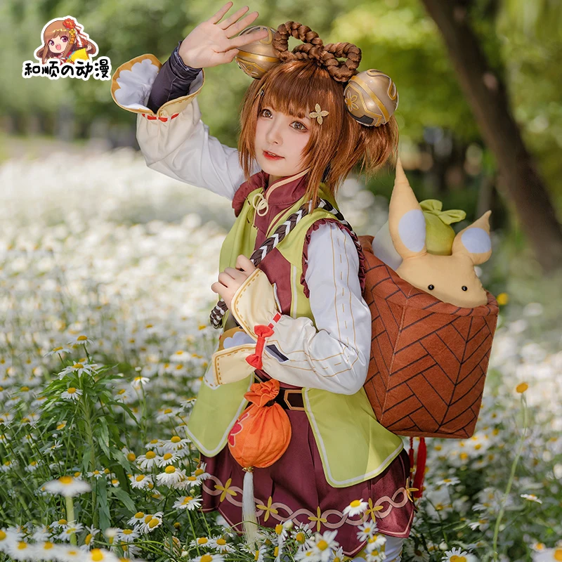 Game Genshin Impact Yaoyao Cosplay Costume Lolita Yao Yao Anime Halloween Wig Children Halloween 