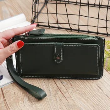 

Solid Leather Hasp Zipper Womens Wallets Women Wallets Long Wallets And Purses Clutches Female Purse